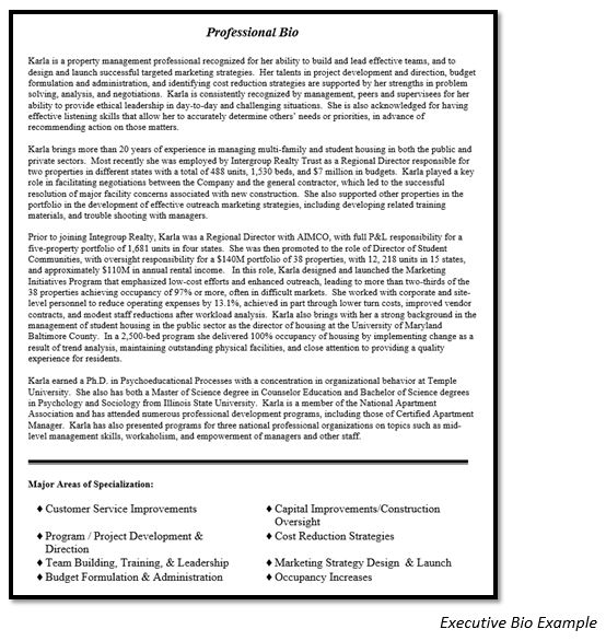 Executive bio example