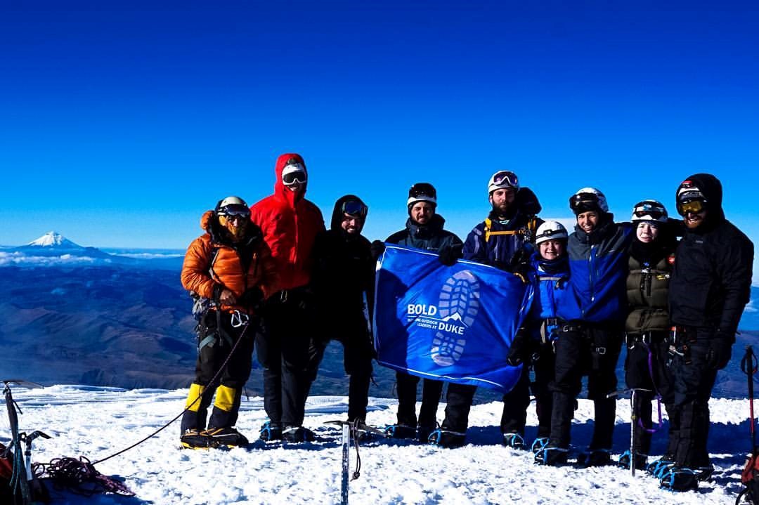 Olivia Klupar summiting Mount Cayambe in Ecuador with Duke’s BOLD team