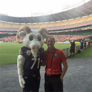 Scott Lewis with mascot