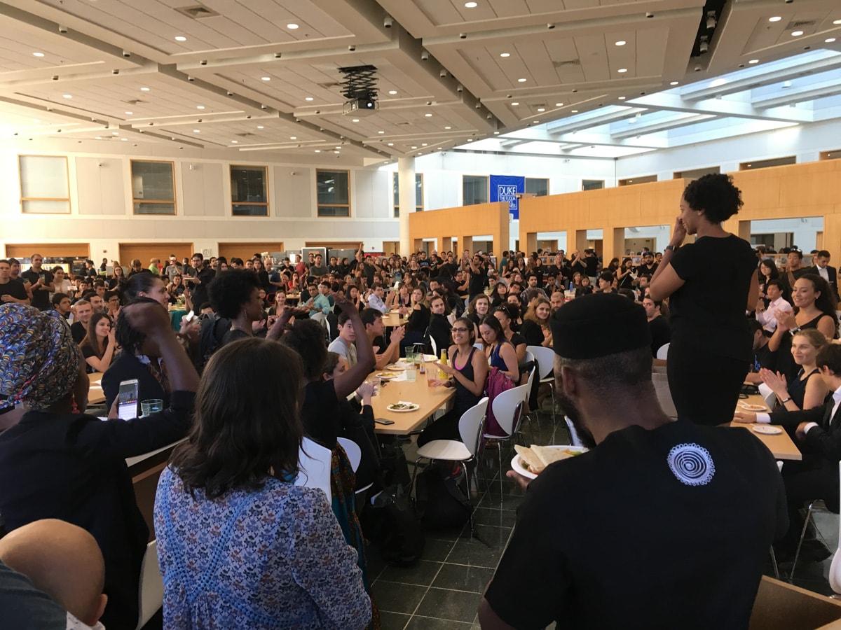 Hosting a conversation in the Fox Center