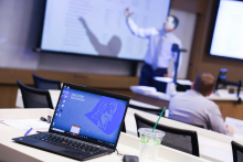 professor teaching in fuqua executive education classroom