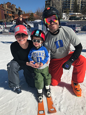 Chris and family skiing