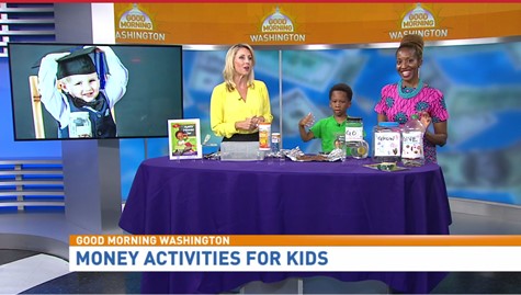 Charlene on TV showing Money Activities for Kids