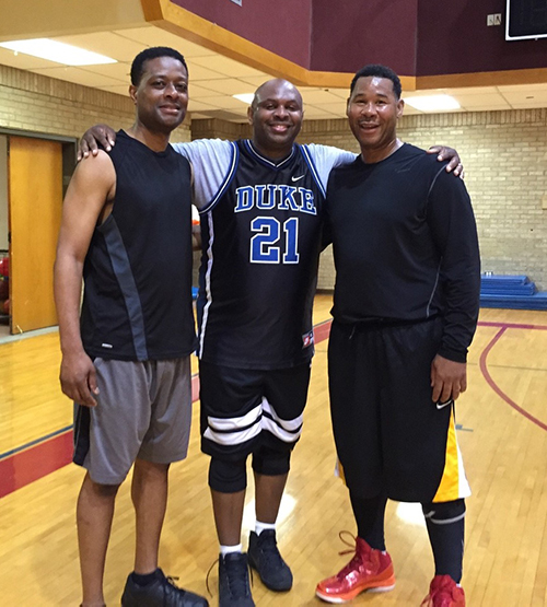 Terrence playing basketball with friends